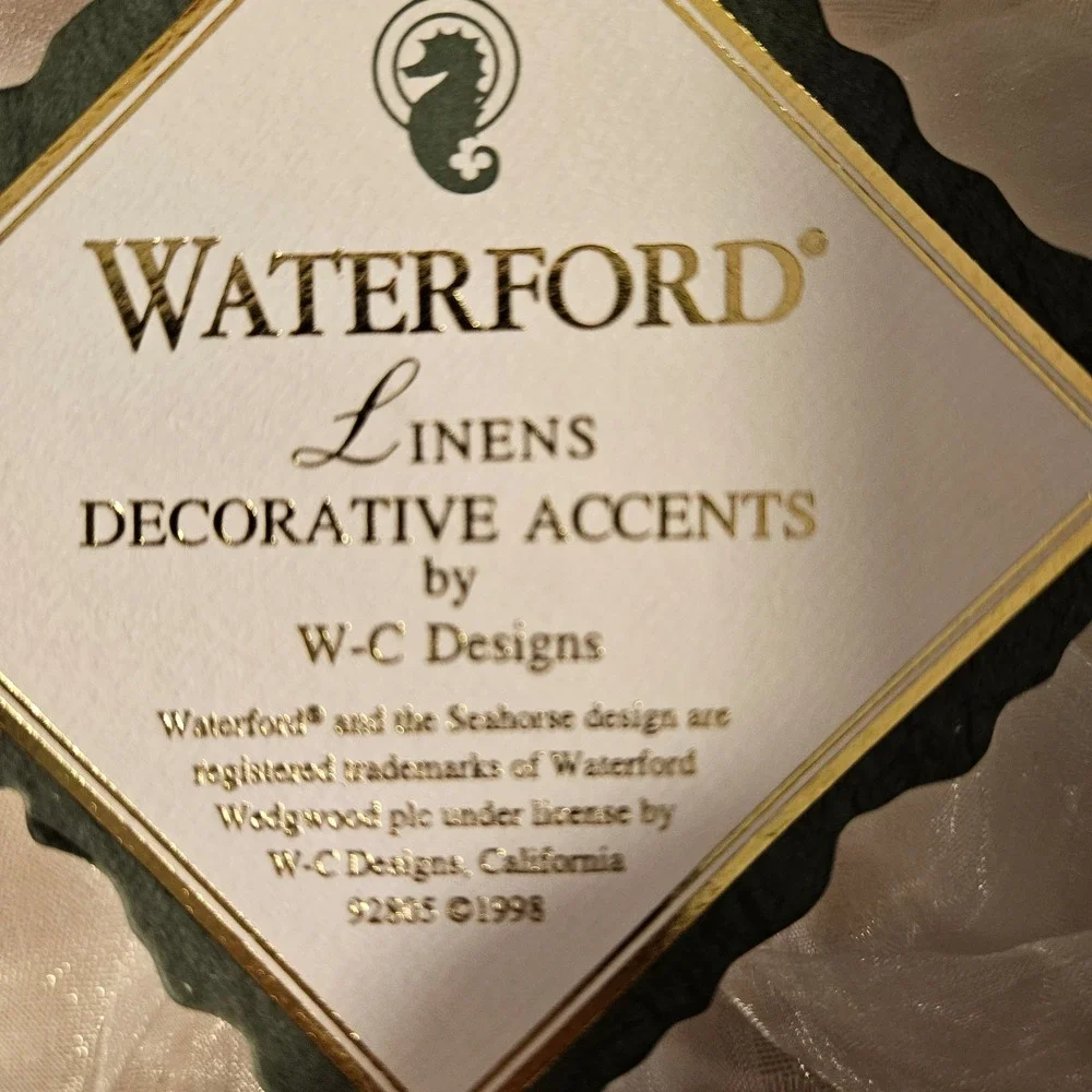 Waterford Linens Decorative Accents Damask Floral Cream Vintage 1998 NIB Gift